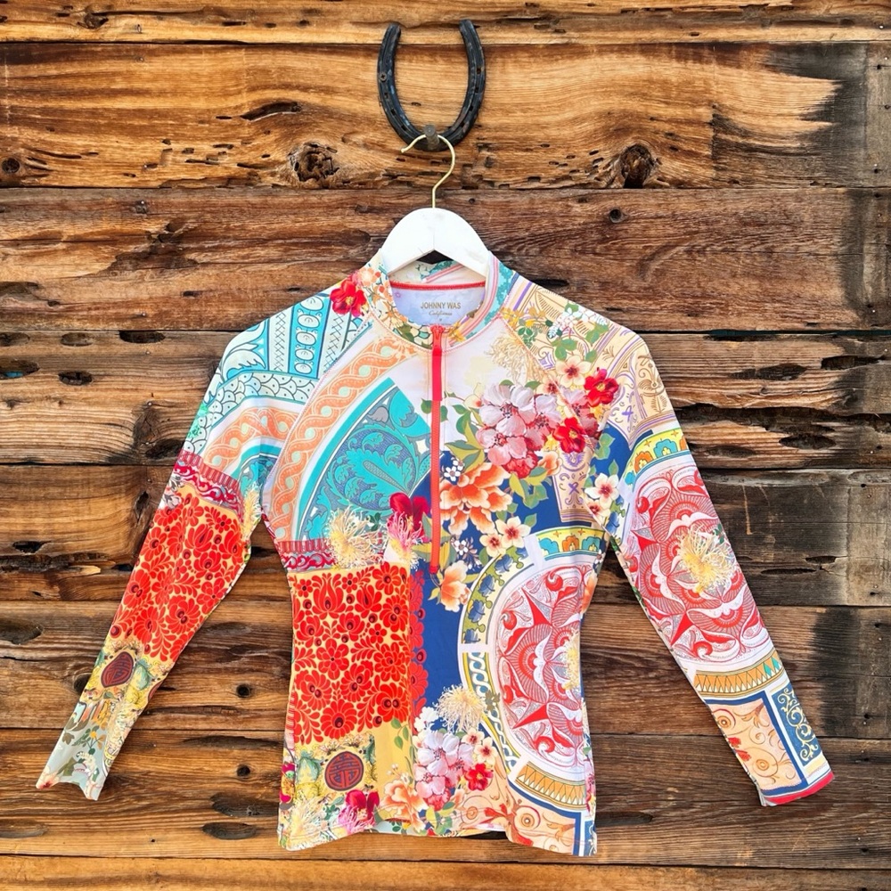 JOHNNY WAS | Boho Patchwork Printed Surf Shirt M